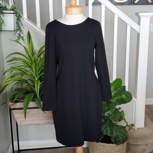 Banana Republic Dress Black Long Sleeve Vneck Back